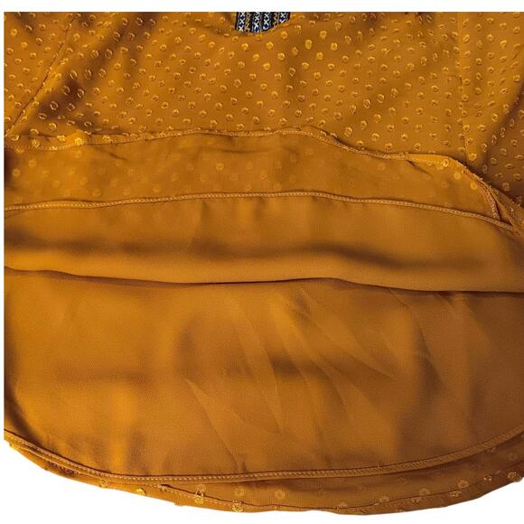 DR2 Blouse Peasant Top XL Flowy Artsy Boho Embroidery Golden Career Office Event - Picture 7 of 13